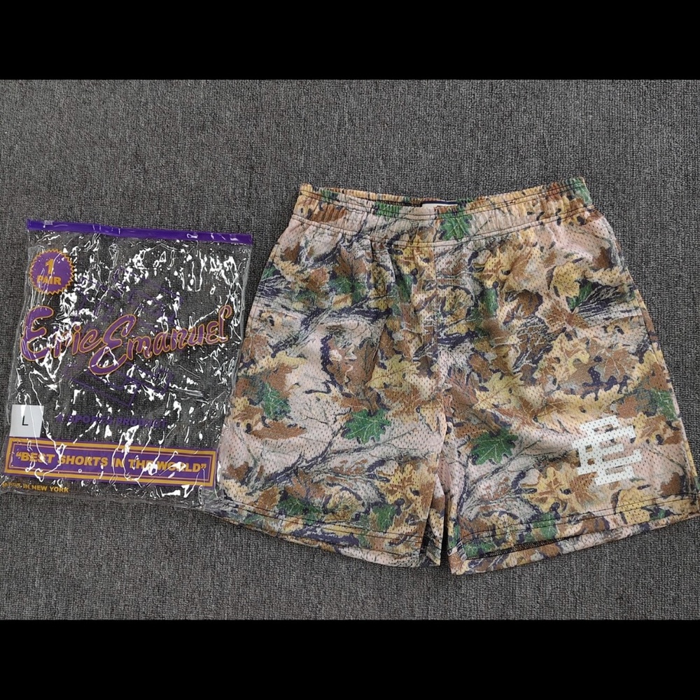 Eric Emanuel Men's Multitone Camo Athletic Shorts - Tan, Green, Blue